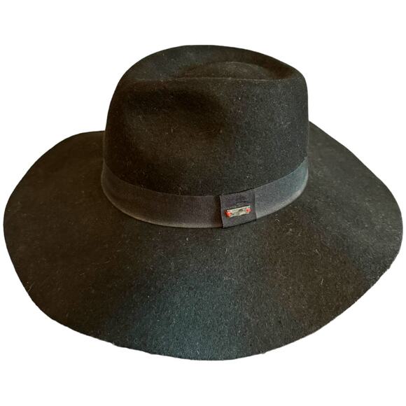 Levi's Boho Style Black Wool Wide Brim Fedora Hat - Picture 2 of 13